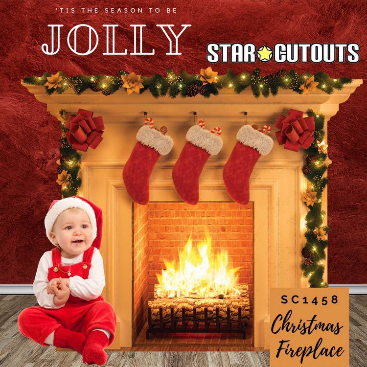 Star Cutouts lifesize Christmas fireplace cutout, imported from the UK