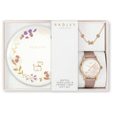Radley Pink Leather Watch, Bracelet &Trinket Tray Set