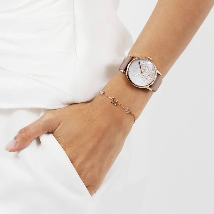 Radley pink leather watch set with bracelet and trinket tray, British brand
