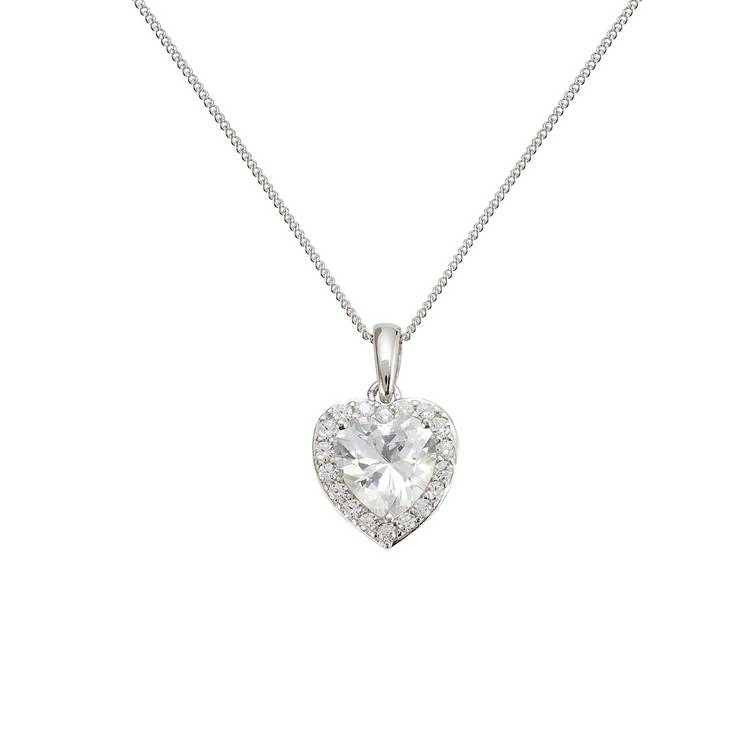 Revere sterling silver heart pendant with cubic zirconia - British product