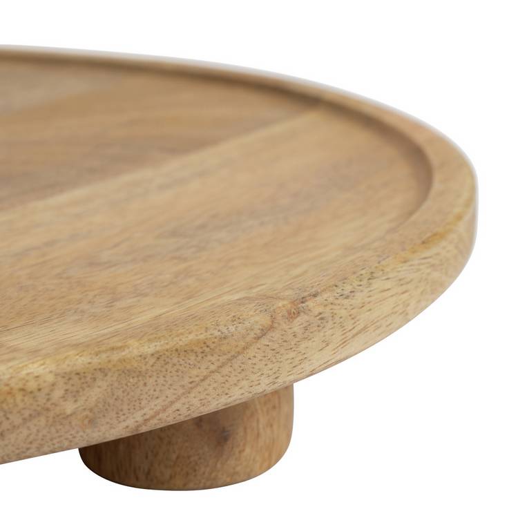 Habitat mango wood pedestal tray natural 29cm, imported from the UK