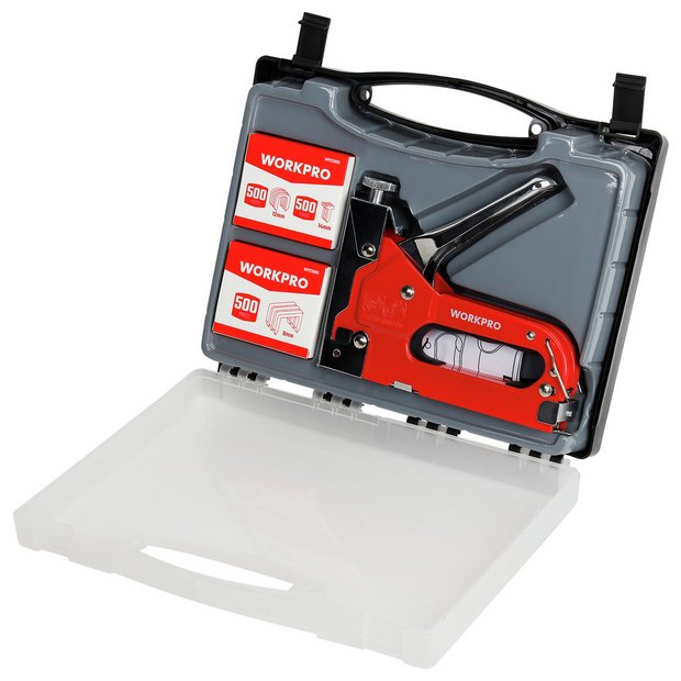 WORKPRO 3-in-1 staple gun set with carry case, imported from the UK
