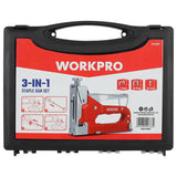 WORKPRO 3-in-1 staple gun set with carry case, imported from the UK