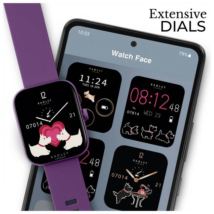 Radley Series 32 smart watch purple silicone strap - British product