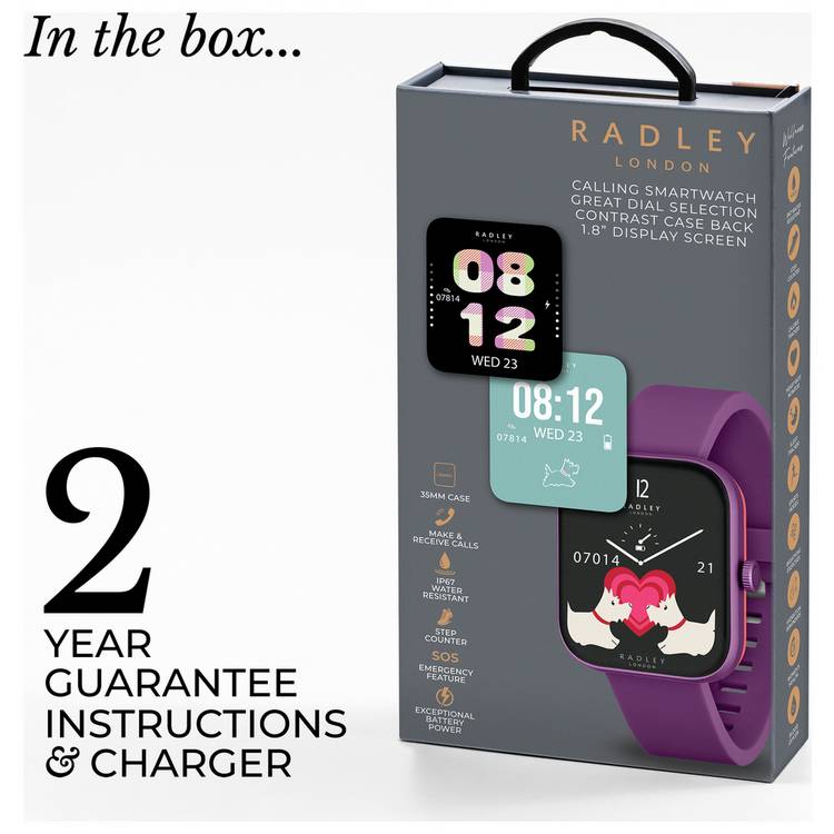 Radley Series 32 smart watch purple silicone strap - British product