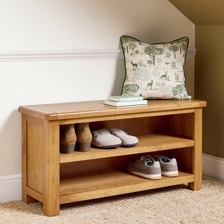 Argos Home Kent Shoe Bench natural oak 100cm (British brand)