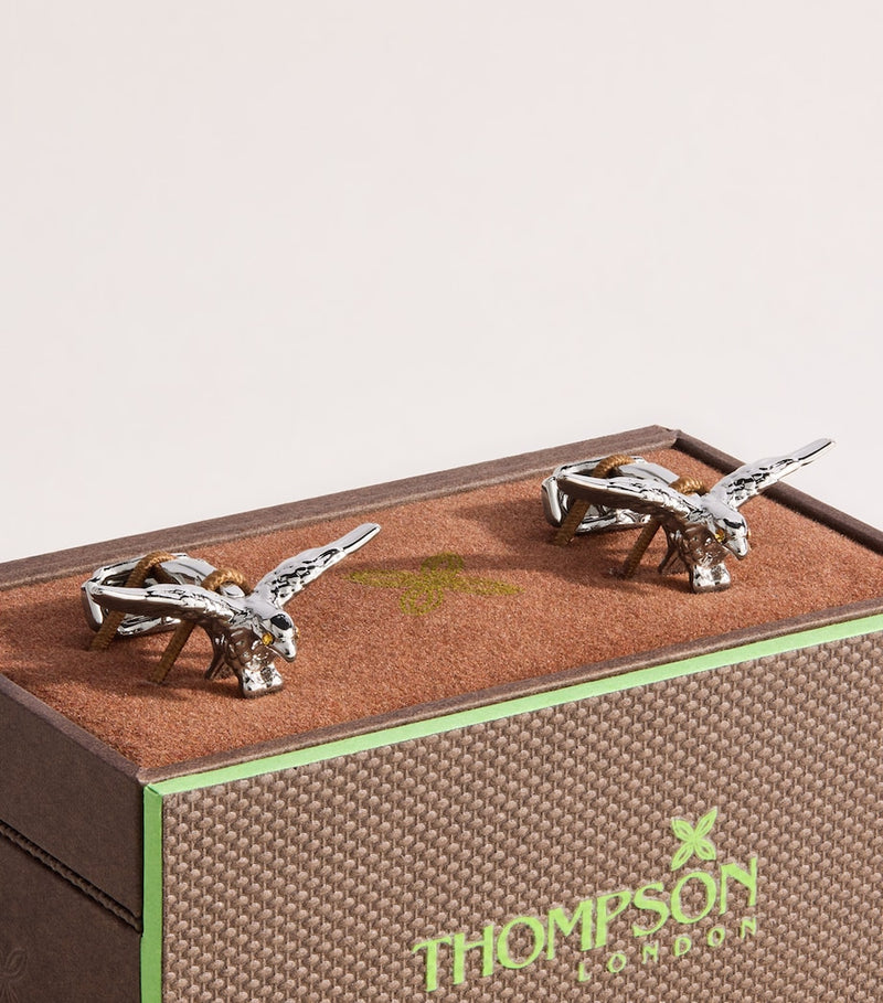 Tateossian eagle cufflinks with palladium-plated brass and Swarovski crystals, UK version