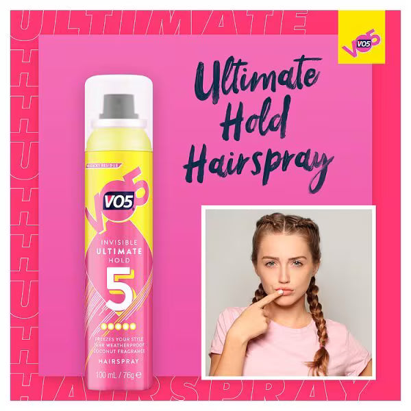 VO5 ultimate hold hairspray 100ml travel size (British brand)