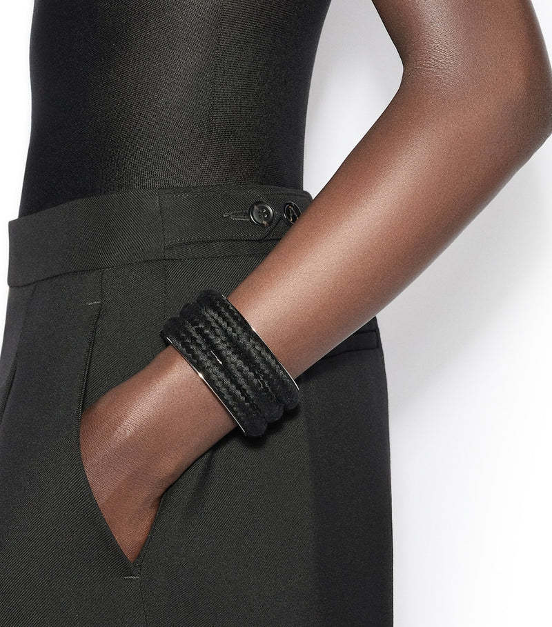 Alaïa braided cuff bracelet silver tone brass and cotton - British product
