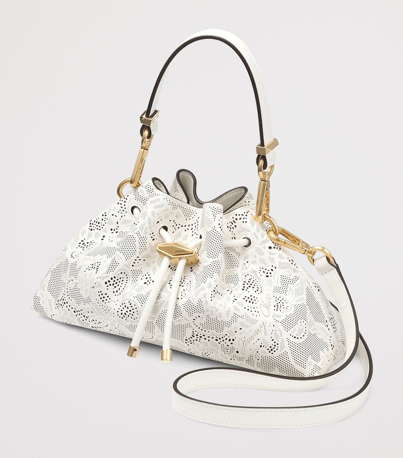 Jimmy Choo small perforated leather cinch shoulder bag - British product