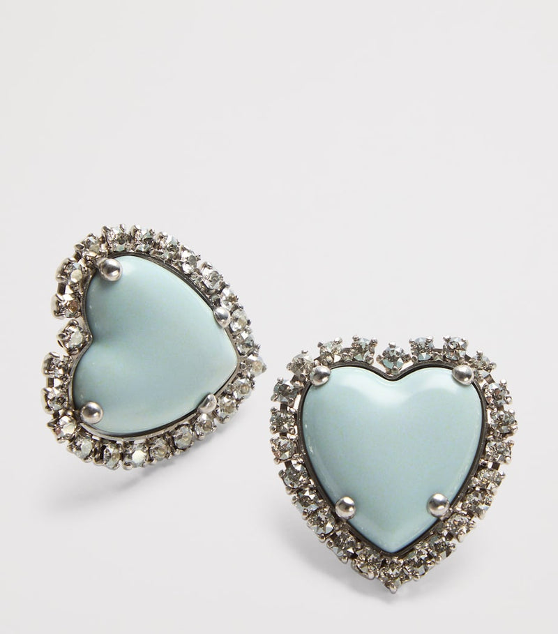 Valentino Garavani Crystal Coeur Hyperbole clip-on earrings, imported from the UK