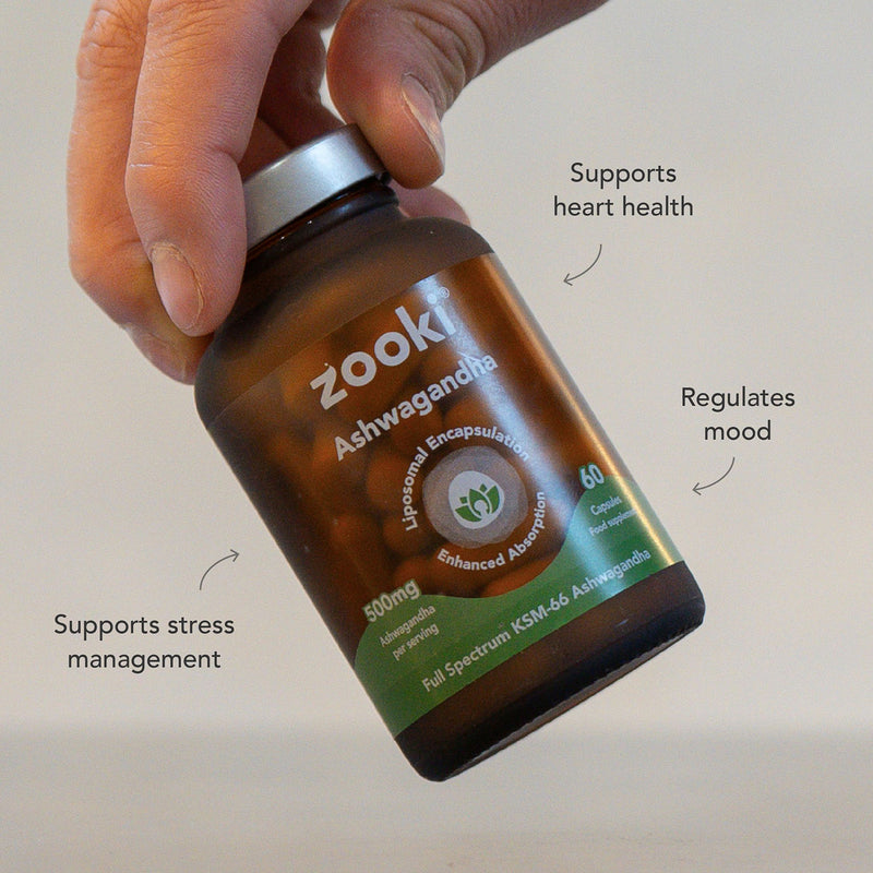 Zooki liposomal ashwagandha KSM-66 500mg 60 capsules - British product