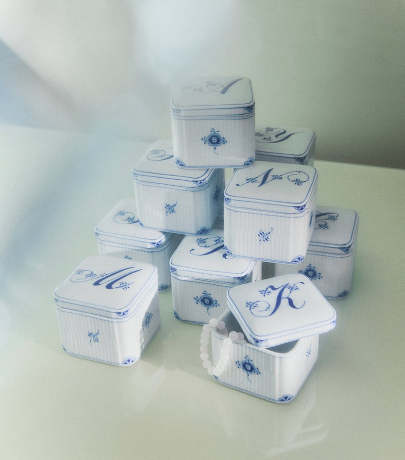 Royal Copenhagen porcelain Alphabet bonbonniere, UK version