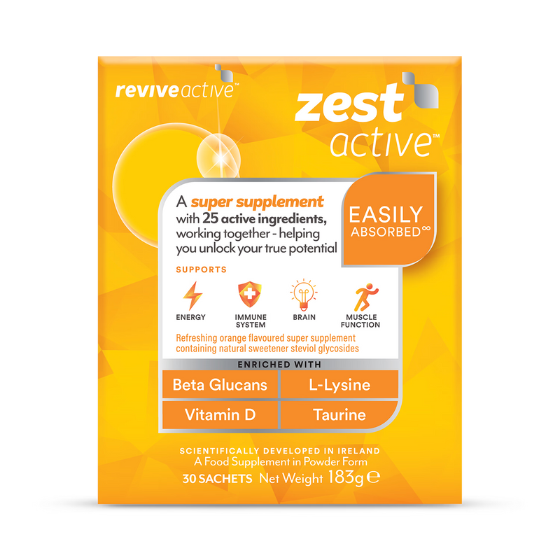 Revive Zest Active multivitamin supplement 30 sachets imported from Ireland