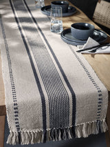 Next Natural Woven Cotton Table Runner Black Patterned Design 220x40cm- Buy online at McGrocer