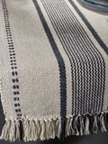 Natural woven cotton table runner black pattern 220x40cm (British brand)