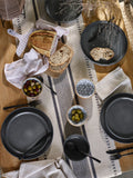 Natural woven cotton table runner black pattern 220x40cm (British brand)