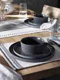 Natural woven cotton table runner black pattern 220x40cm (British brand)