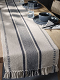 Natural woven cotton table runner black pattern 220x40cm (British brand)