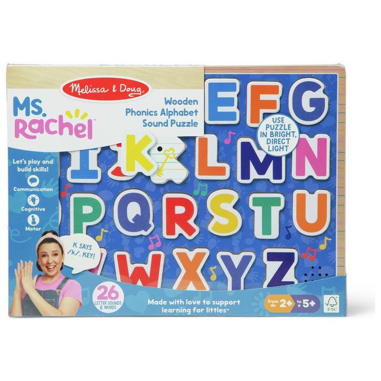 Melissa & Doug Ms. Rachel wooden alphabet puzzle 26-piece (British brand)