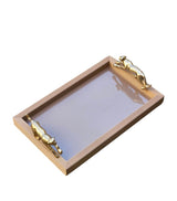 Harrods Les Ottomans Leather and Brass Leopard Tray (37cm x 23cm)- Buy online at McGrocer