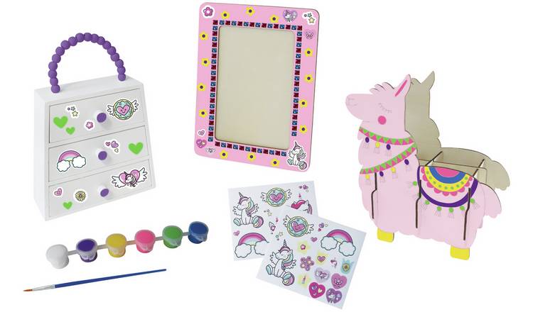 Chad Valley wooden craft set with paints and stickers - British product