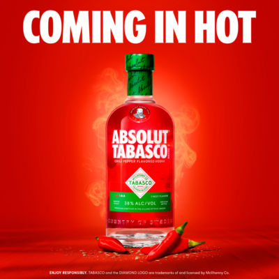 Absolut Tabasco chili pepper flavoured vodka 700ml, UK version