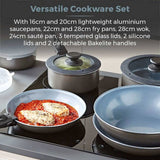 Tower 13 piece aluminium pan set grey - British product