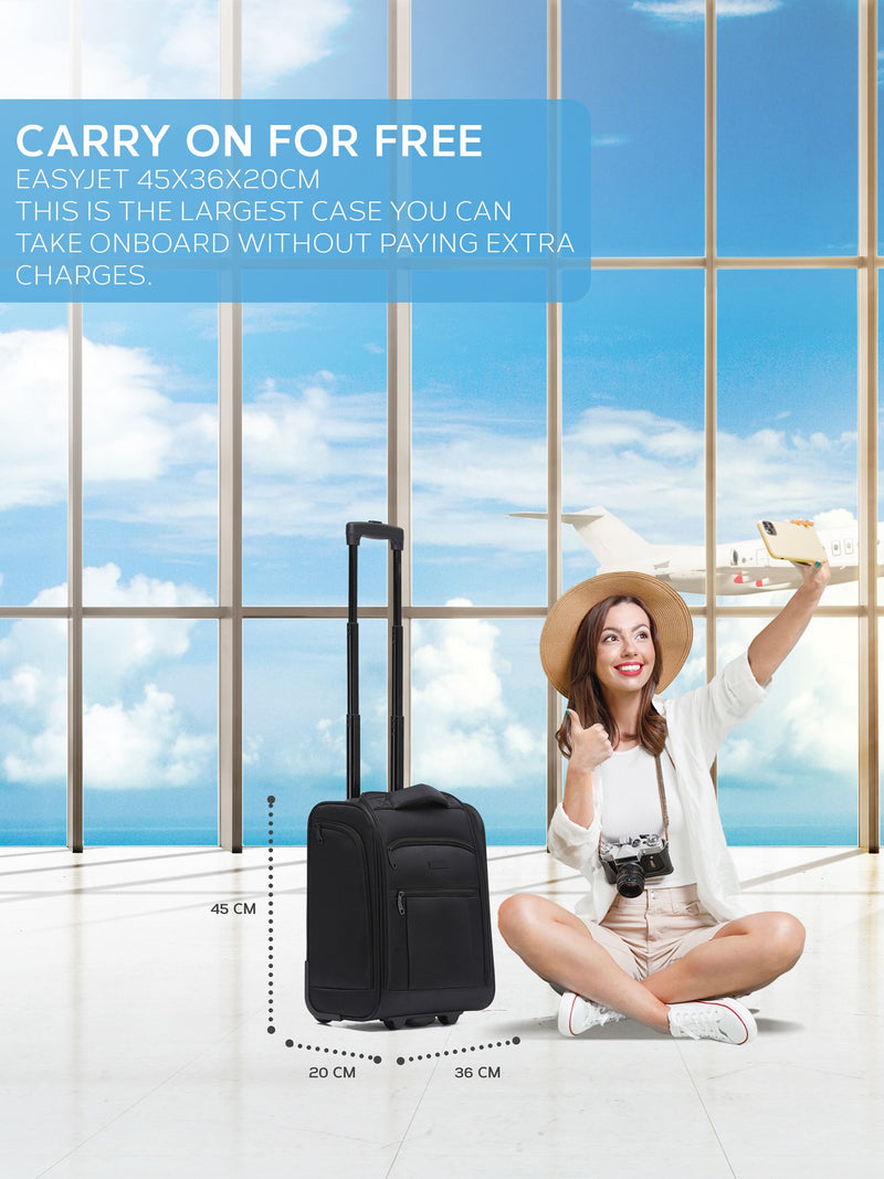 Flight Knight underseat cabin case Black 45x36x20cm, imported from the UK