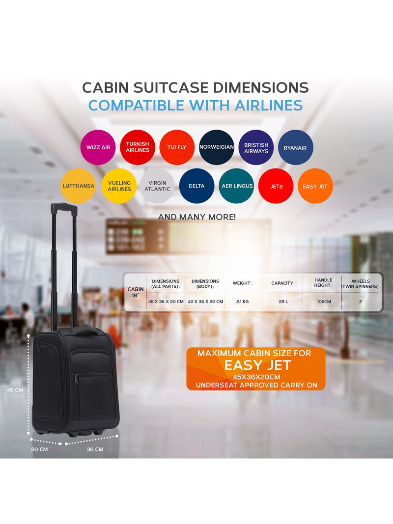 Flight Knight underseat cabin case Black 45x36x20cm, imported from the UK