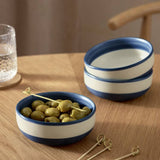 Argos Habitat Artisan Stripe Set of 3 Stoneware Nibble Bowls - Blue, 12cm- Buy online at McGrocer