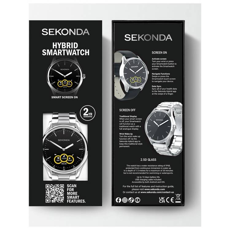Sekonda hybrid smart watch silver stainless steel - British product
