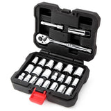 WORKPRO 25 piece socket set with storage case - British product
