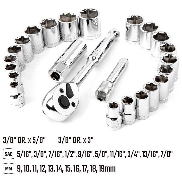 WORKPRO 25 piece socket set with storage case - British product