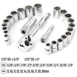 WORKPRO 25 piece socket set with storage case - British product