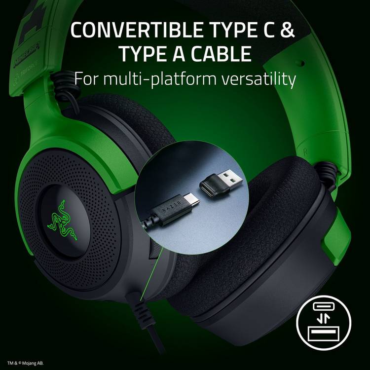 Razer Kraken V4 X Minecraft gaming headset, UK version