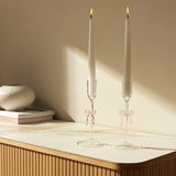 Argos Home glass bow taper candle holders set of 2 23cm (British brand)