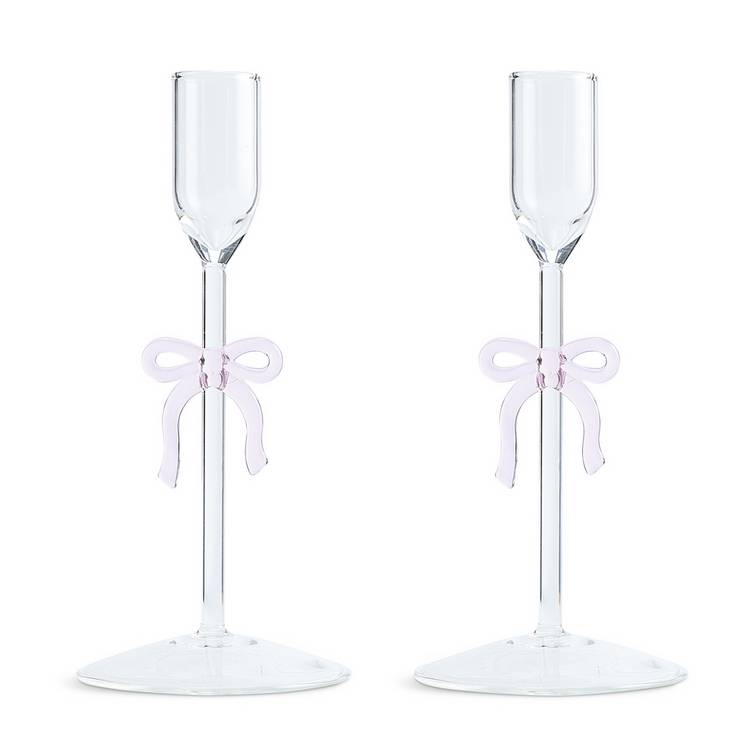 Argos Home glass bow taper candle holders set of 2 23cm (British brand)