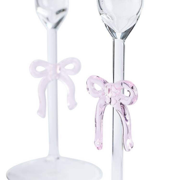 Argos Home glass bow taper candle holders set of 2 23cm (British brand)