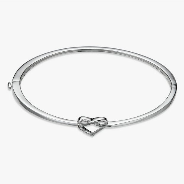 Revere sterling silver diamond heart knot bangle - British product