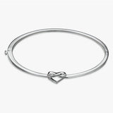 Revere sterling silver diamond heart knot bangle - British product