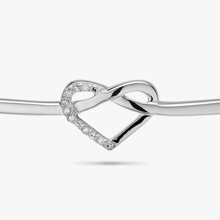 Revere sterling silver diamond heart knot bangle - British product