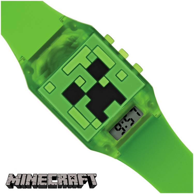 Minecraft kids green digital watch with silicone strap (British brand)