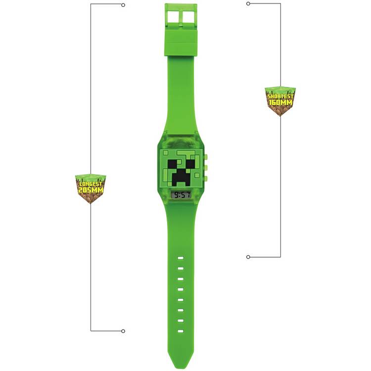 Minecraft kids green digital watch with silicone strap (British brand)