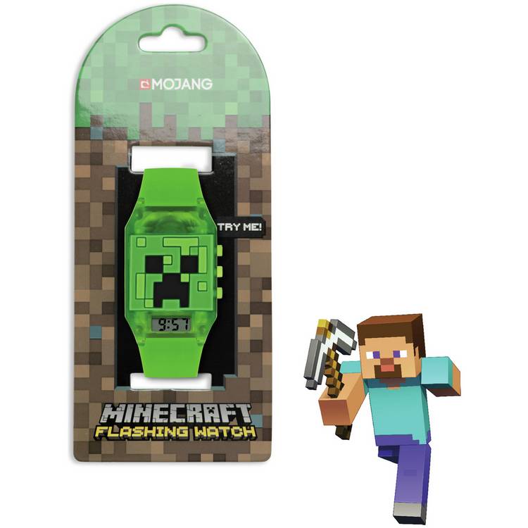 Minecraft kids green digital watch with silicone strap (British brand)
