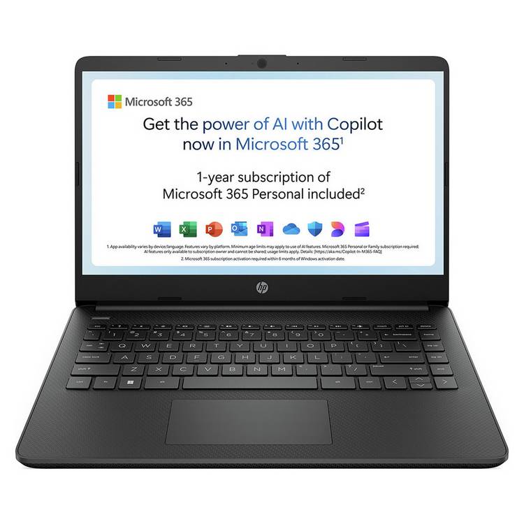 HP 14s laptop Intel Celeron 4GB 64GB black, UK version