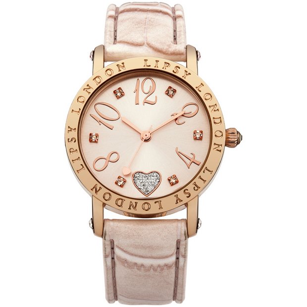 Lipsy pink faux leather strap watch 35mm, UK version