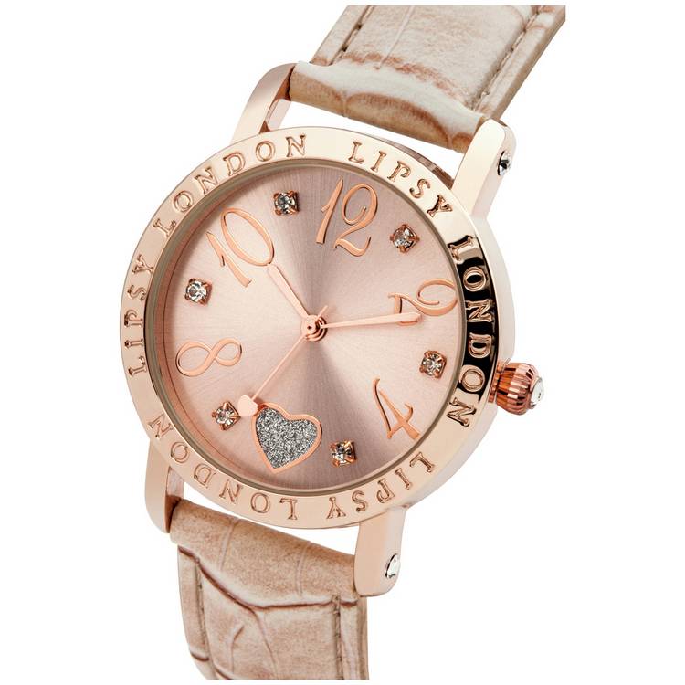 Lipsy pink faux leather strap watch 35mm, UK version