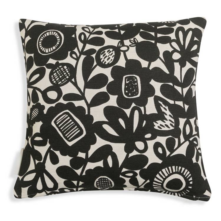 Habitat x Scion monochrome Kukkia cushion 43cm, imported from the UK