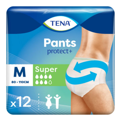 TENA incontinence pants Protect+ Super medium 12 pack (British brand)